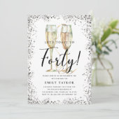 Silver Glitter 40th Birthday Party 招待状 (スタンド正面)