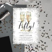 Silver Glitter 50th Birthday Party 招待状