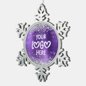 Silver Glitter Amethyst Faux Foil Business Logo スノーフレークピューターオーナメント (右)