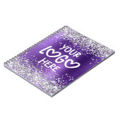 Silver Glitter Amethyst Faux Foil Business Logo ノートブック (左側)