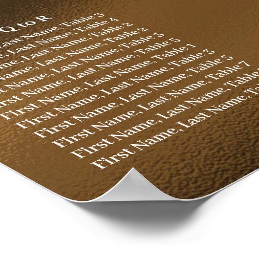 Silver Glitter Birthday Alphabetic Seating Plan ポスター (角)