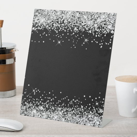 Silver Glitter Black Blank 台座サイン (インサイチュ)