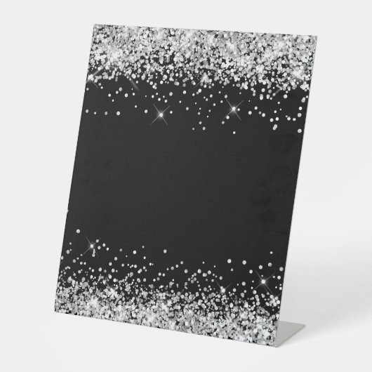 Silver Glitter Black Blank 台座サイン (正面)