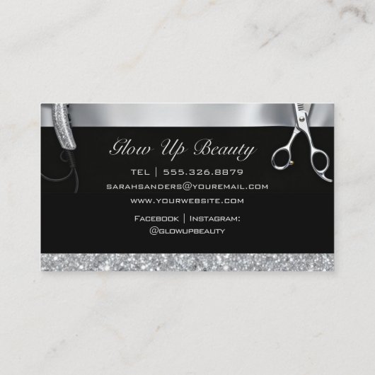 Silver Glitter & Black Glam Hair Stylist 名刺 (裏面)