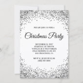 Silver Glitter Border White Christmas Party 招待状 (正面)