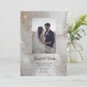 Silver Glitter Bride and Groom Wedding Invitation 招待状 (スタンド正面)