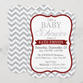 Silver Glitter Chevron Baby Shower Invitation Card 招待状 (正面/裏面)