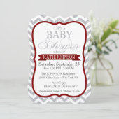 Silver Glitter Chevron Baby Shower Invitation Card 招待状 (スタンド正面)