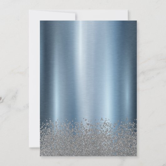 Silver Glitter Dress, Diamonds Blue 65th Birthday 招待状 (裏面)