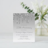 Silver Glitter Drip 25th Anniversary Invitation ポストカード (スタンド正面)