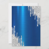 Silver Glitter Drip Dress Blue Metallic 30th  招待状 (裏面)