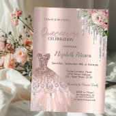 Silver Glitter Drips,Dress Flowers Quinceanera 招待状