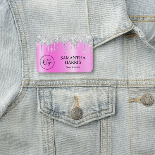 Silver Glitter Drips Magenta Shimmer 名札 (インサイチュ)