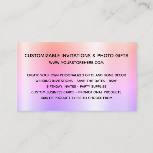 Silver Glitter Drips Multi Ombre Online Store 名刺 (裏面)