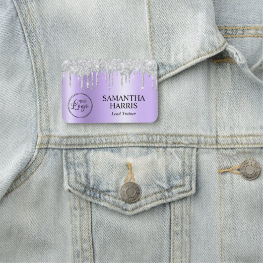 Silver Glitter Drips Pale Lavender Shimmer 名札 (インサイチュ)