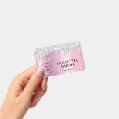 Silver Glitter Drips Pink Shimmer バッジ (手持ち)