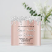 Silver Glitter Drips Rose Gold Ombre Drop Shadow 招待状 (スタンド正面)