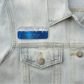 Silver Glitter Drips Stripe Blue Metallic 名札 (インサイチュ)