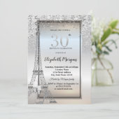 Silver Glitter Eiffel Tower,Glass,Heel 30th 招待状 (スタンド正面)