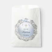 Silver Glitter Frame Blue Bow Baptism フェイバーバッグ (正面)