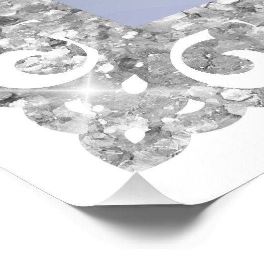 Silver Glitter Frame Blue Bow Baptism Welcome ポスター (コーナー)