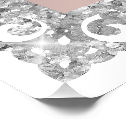 Silver Glitter Frame Pink Bow Baptism Welcome ポスター (コーナー)