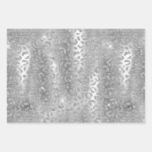 Silver Glitter Giraffe & Leopard Spots Patterns ラッピングペーパーシート (正面)