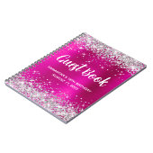 Silver Glitter Hot Pink 18th Birthday Guestbook ノートブック (左側)