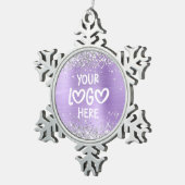Silver Glitter Lavender Faux Foil Business Logo スノーフレークピューターオーナメント (右)