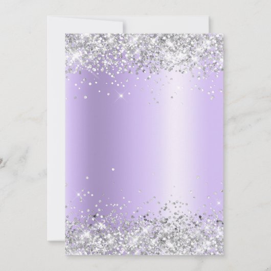 Silver Glitter Lavender Satin Foil 60th Birthday 招待状 (裏面)