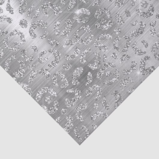 Silver Glitter Leopard Spots Metallic Animal 薄葉紙 (詳細)