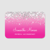 Silver Glitter Light and Hot Pink Ombre 名札 (正面)