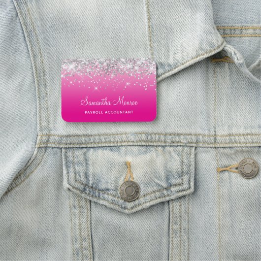 Silver Glitter Light and Hot Pink Ombre 名札 (インサイチュ)