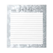 Silver Glitter Lined Personalized ノートパッド (正面)