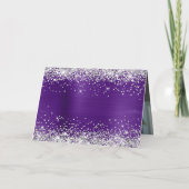 Silver Glitter Metallic Royal Purple Family Photo カード (裏面)