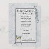 Silver Glitter New Year's Eve Party 招待状 (正面/裏面)