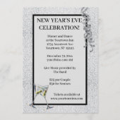 Silver Glitter New Year's Eve Party 招待状 (正面)