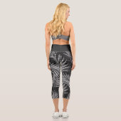 Silver Glitter Palm Tree Black Modern Abstract  カプリレギンス (裏面)
