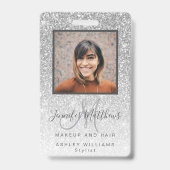 Silver Glitter Photo Makeup Hair Salon バッジ (正面)