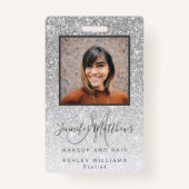 Silver Glitter Photo Makeup Hair Salon バッジ (正面)