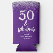 Silver Glitter Purple 50th Birthday Party  スリム缶クーラー (正面)