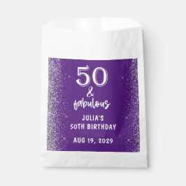 Silver Glitter Purple 50th Birthday Party フェイバーバッグ