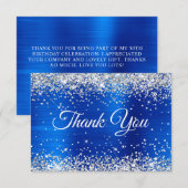 Silver Glitter Royal Blue Foil 50th Birthday サンキューカード (正面/裏面)