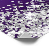 Silver Glitter Royal Purple Bridal Shower Welcome ポスター (角)