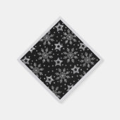 Silver Glitter Stars & Snowflakes Napkins スタンダードカクテルナプキン (角)