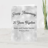 Silver Glitter Texture 25th Wedding Anniversary カード (正面)