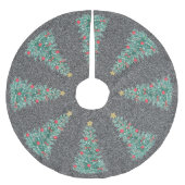 Silver Glitter Traditional Classic Christmas Tree ブラッシュドポリエステルツリースカート (正面)