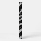Silver Glitter Zebra Print Glam Personalized Name iPhoneケース (左側面)