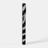Silver Glitter Zebra Print Glam Personalized Name iPhone 15ケース (右側面)