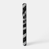 Silver Glitter Zebra Print Glam Personalized Name iPhone 16ケース (左側面)